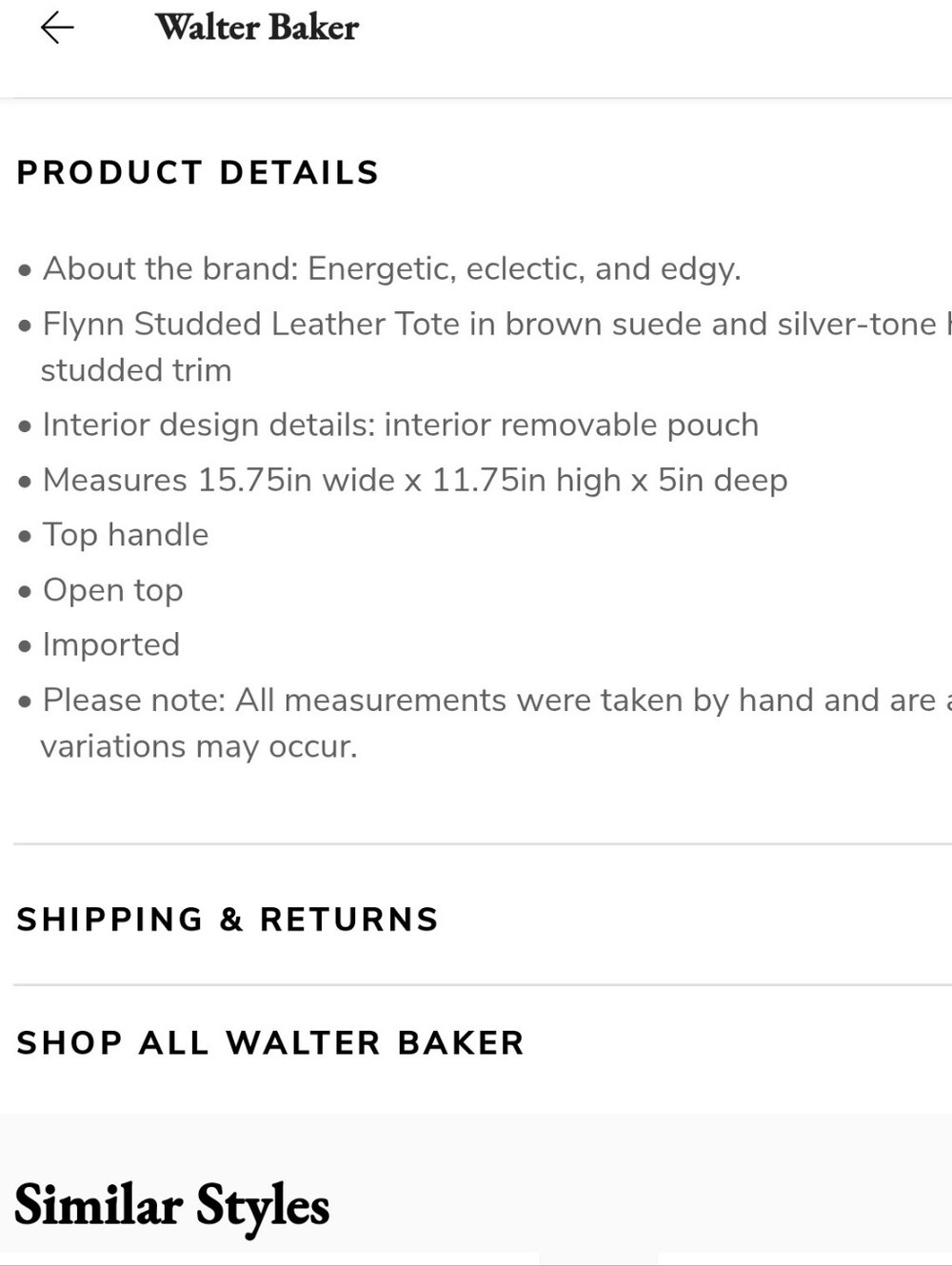 Walter Baker Suede Studded Tote - Picture 4 of 4